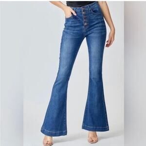 Risen brand button fly flare distressed jeans size 7/28